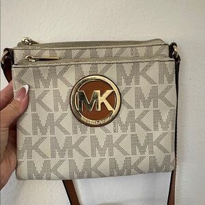 Michael Kors Beige and Brown Crossbody Bag
